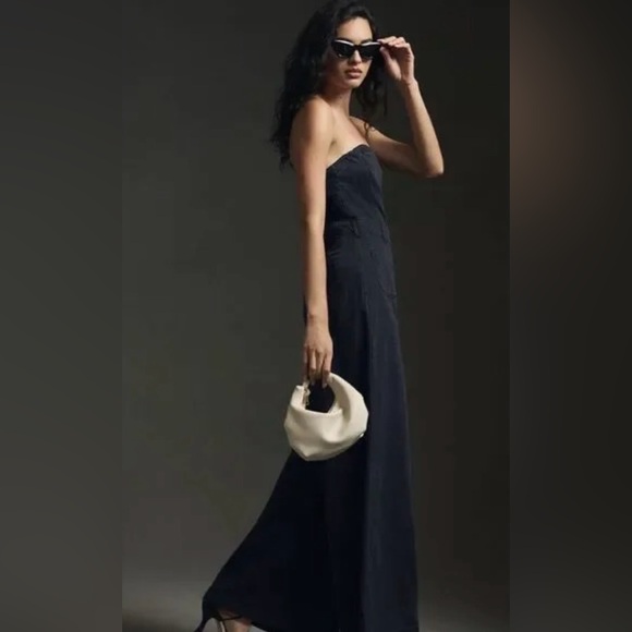 Anthropologie Pilcro The Skipper Strapless Cropped Wide Leg Jumpsuit - Picture 3 of 15